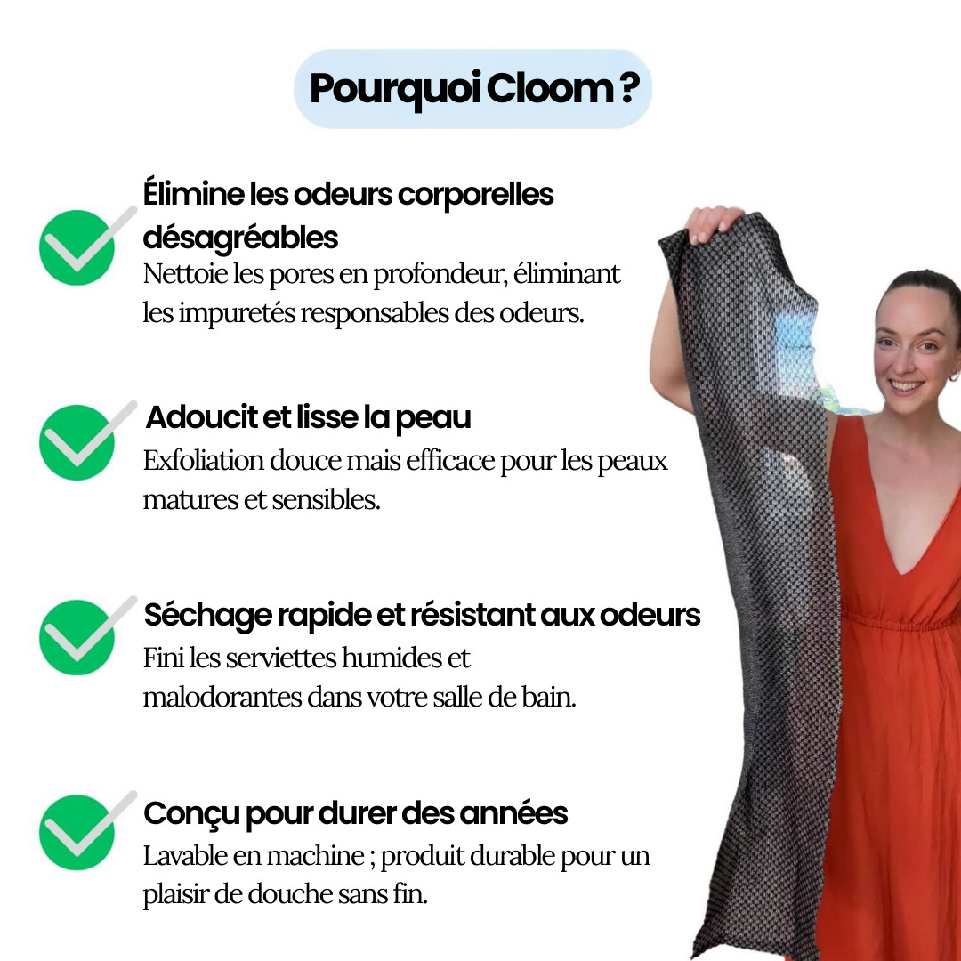 Serviette de douche exfoliante Cloom™